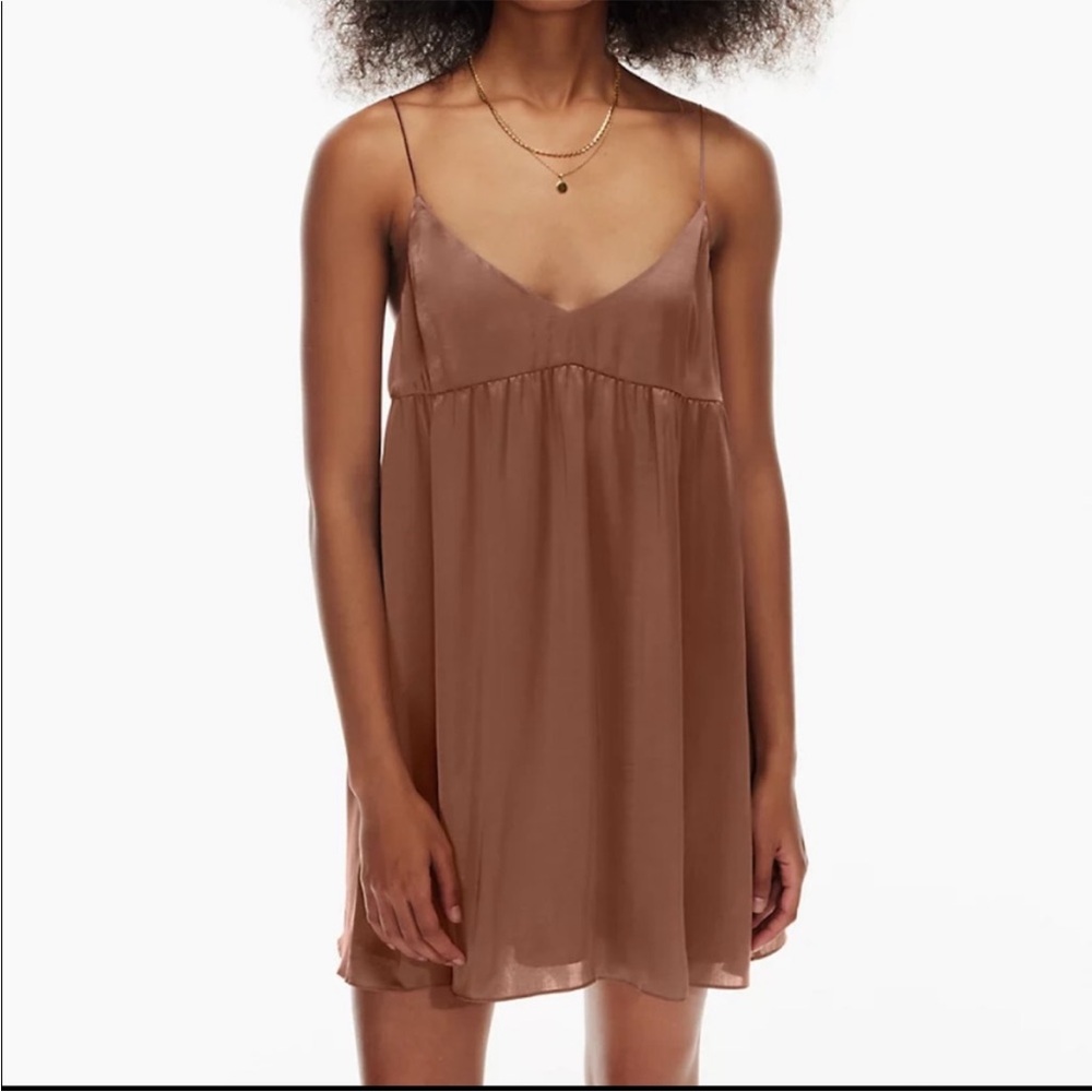 Brown babydoll silk dress